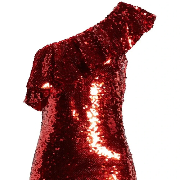 Leith red sequin one shoulder dress sz M NWT - Picture 4 of 4